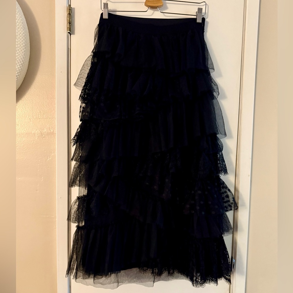 Anthropologie Ruffled Tulle Midi Skirt - Picture 3 of 8